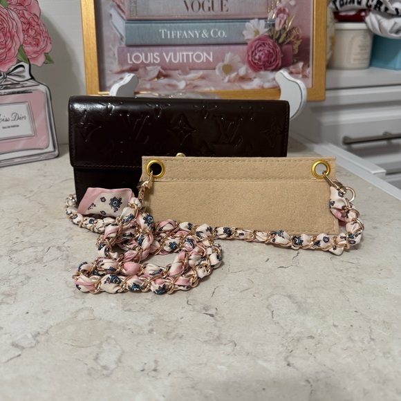 Louis Vuitton REPAINTED brown monogram vernis wallet w/insert chain and COA